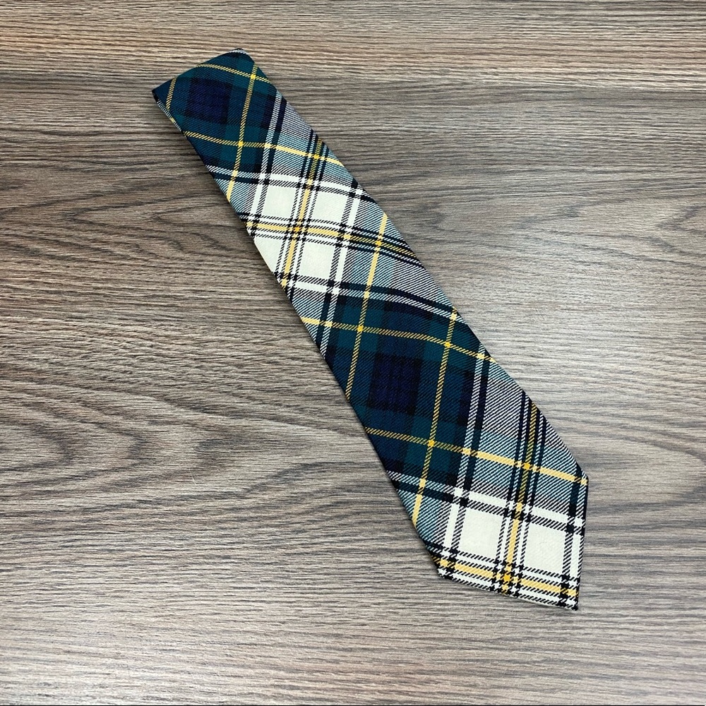 Cantini Firenze Green, White & Gold Tartan Wool Tie